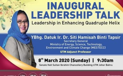 YBhg Datuk Ir. Dr. Siti Hamisah binti Tapsir Inaugural Leadership Talk – “Leadership in Enhancing Quadruple Helix”